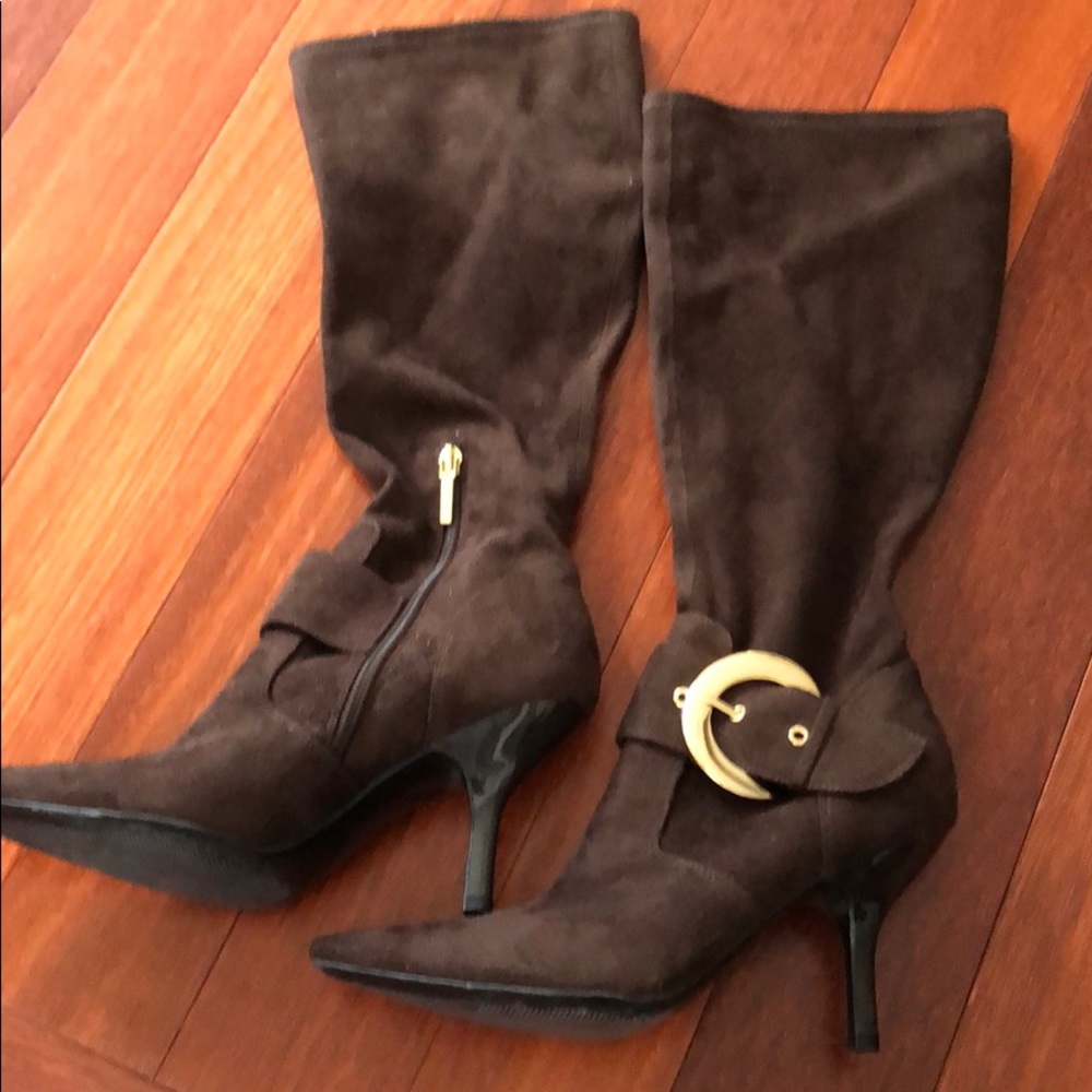 Suede fabric long boots